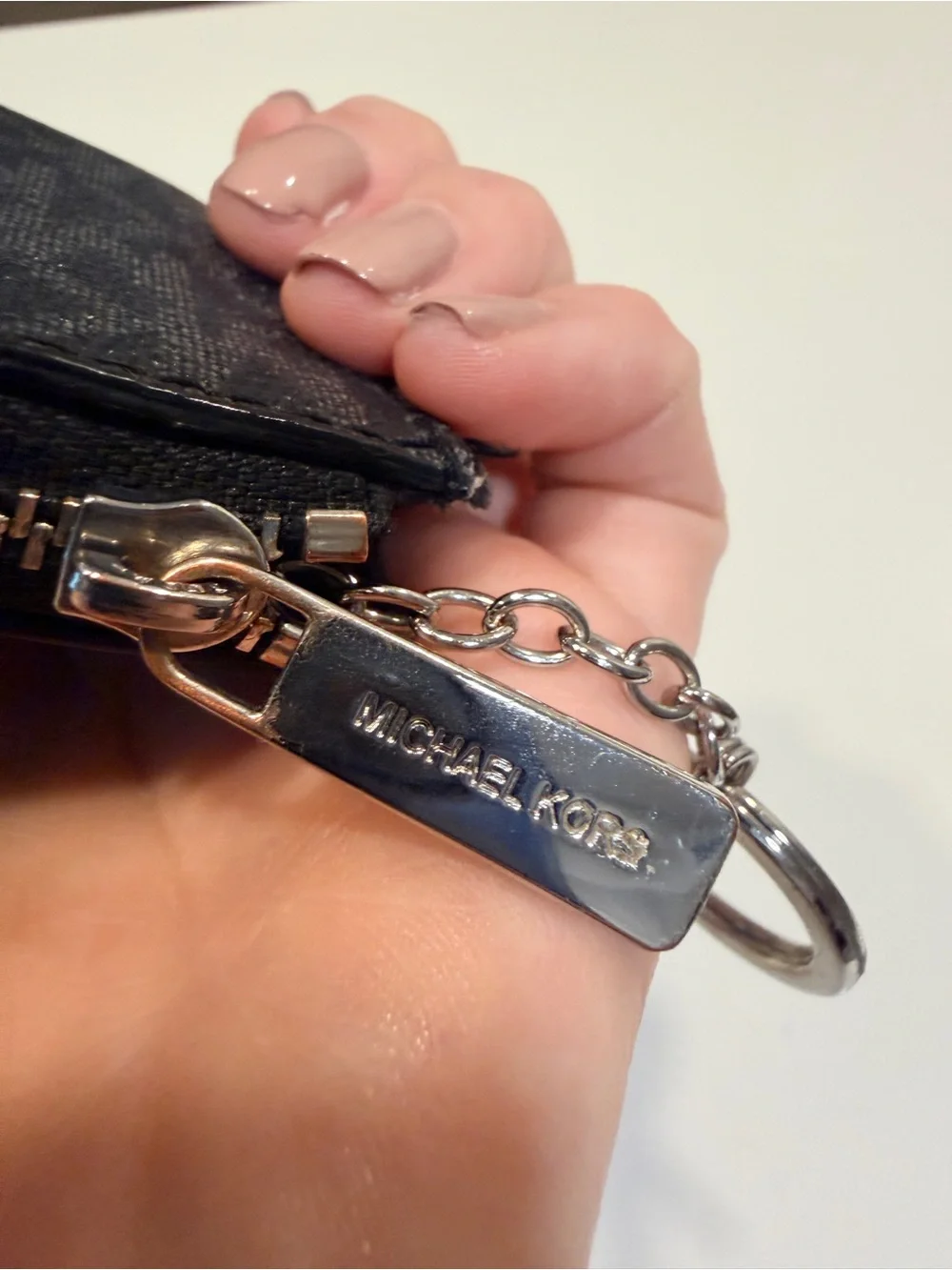 Michael Kors Jet Set Travel Black Saffiano Leather ID Coin Pouch Keychain